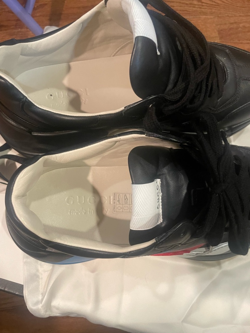 Gucci Men’s Black Leather Sneakers Gucci size 7 which fits American size 8-8.5 - Picture 5 of 9